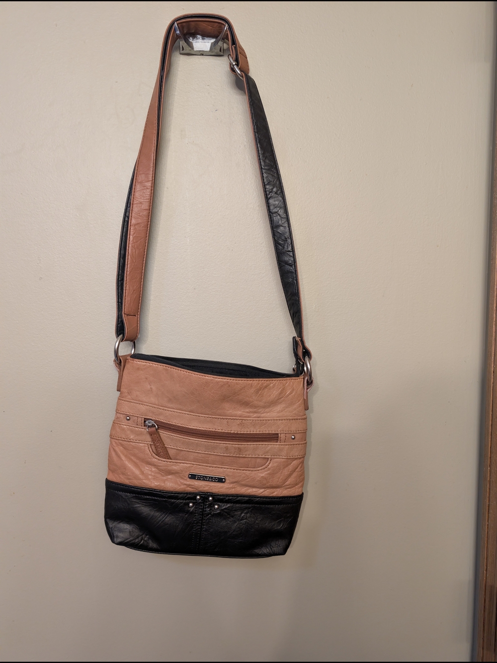 Stone & Co. Two-Tone Crossbody Bag in Tan and Black
